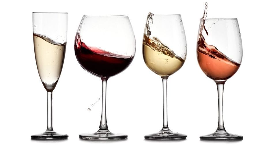 various glasses of wine