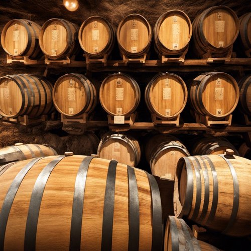 Aging wine in oak barrels