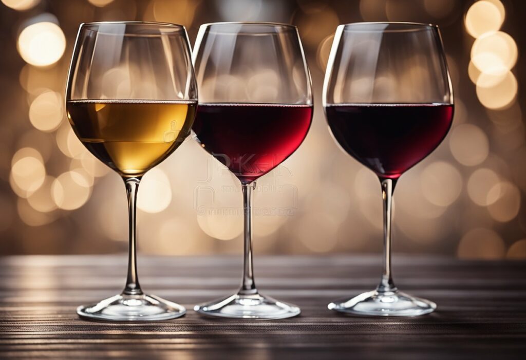 different wines in glasses
